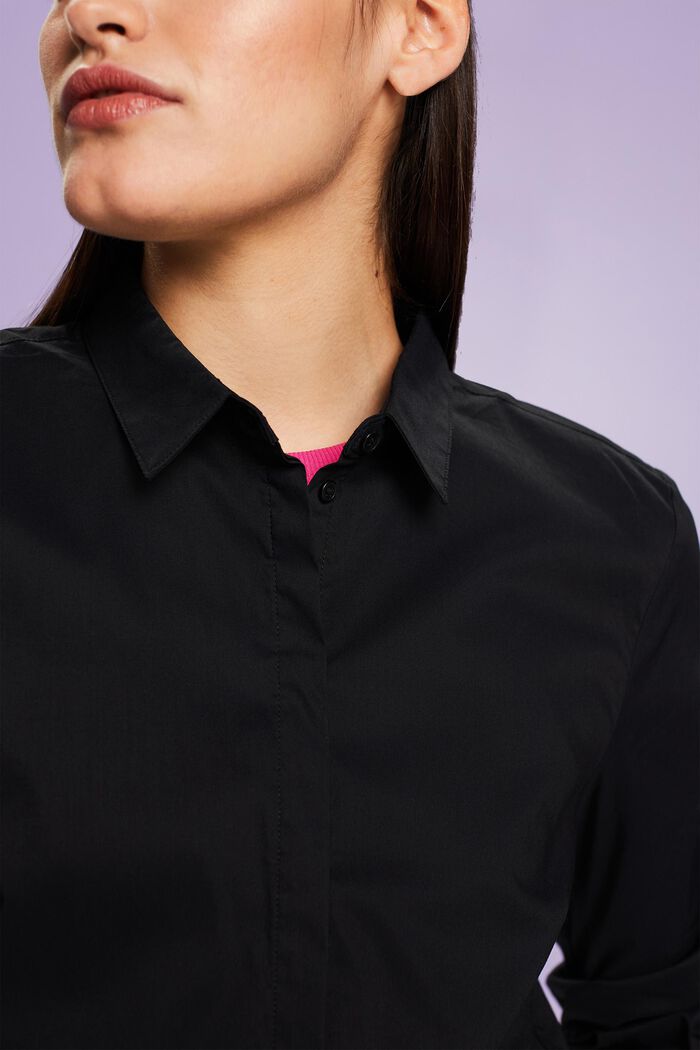 Košilová halenka z popelínu, BLACK, detail image number 3