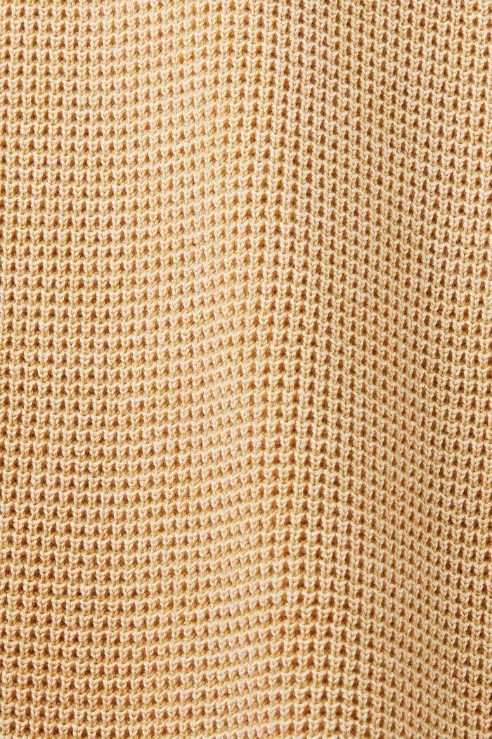 Pruhovaný svetr s polovičním zipem, 100% bavlna, BEIGE, detail image number 4