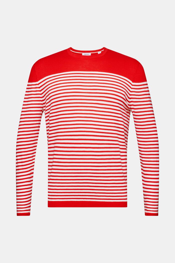 Bavlněný pruhovaný pulovr, RED, detail image number 6