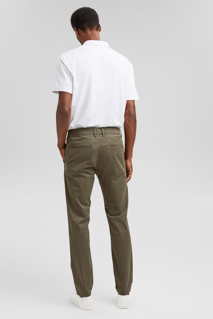 Strečové kalhoty chino, bio bavlna, DARK KHAKI, detail image number 3