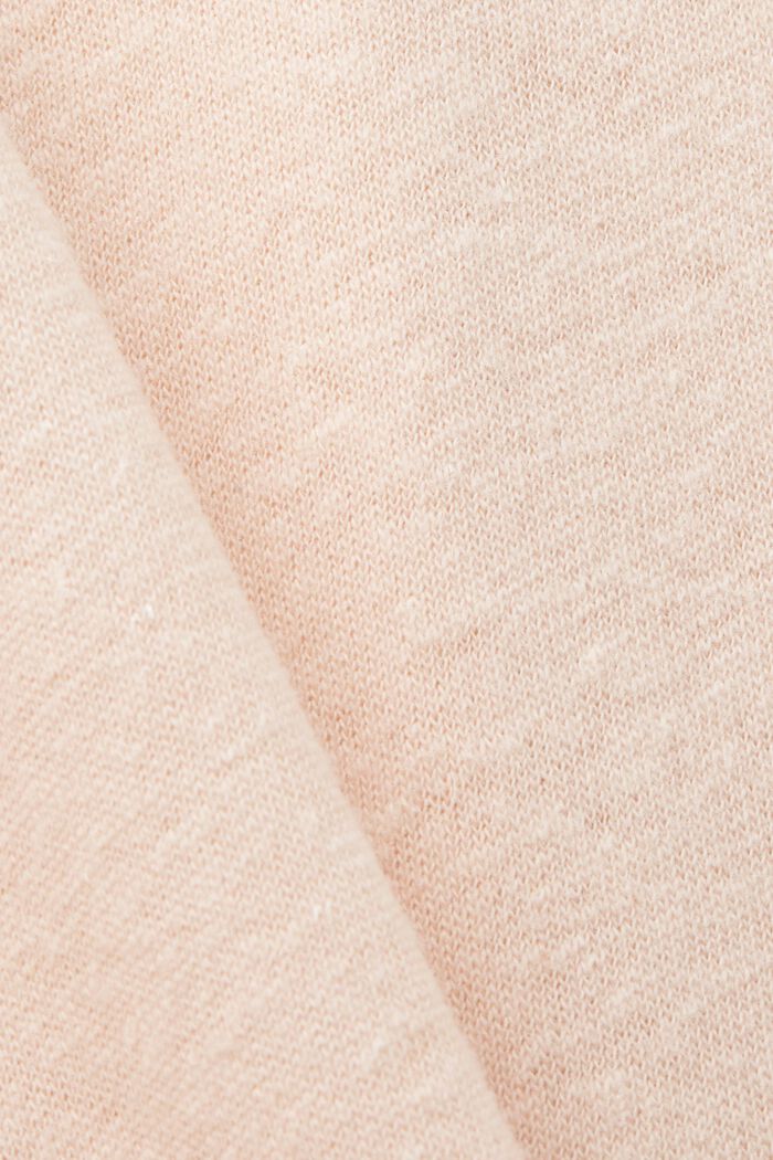 Tričko se srolovanými okraji, směs bavlny se lnem, PASTEL PINK, detail image number 5