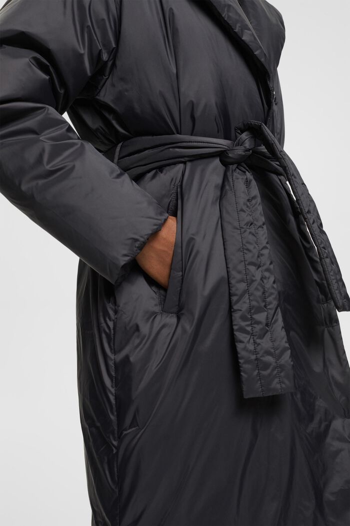 Dlouhý kabát z recyklované výplně z prachového peří, BLACK, detail image number 2