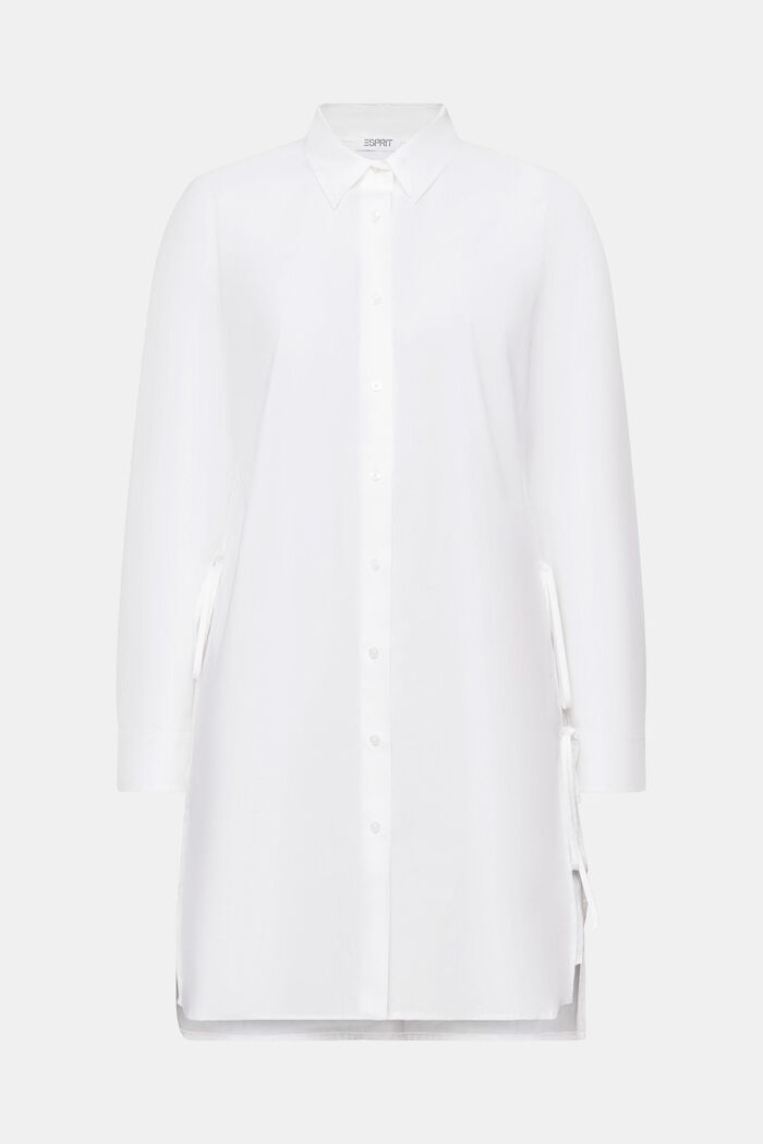 Košilové šaty z popelínu, s detailem vázačky, WHITE, detail image number 6