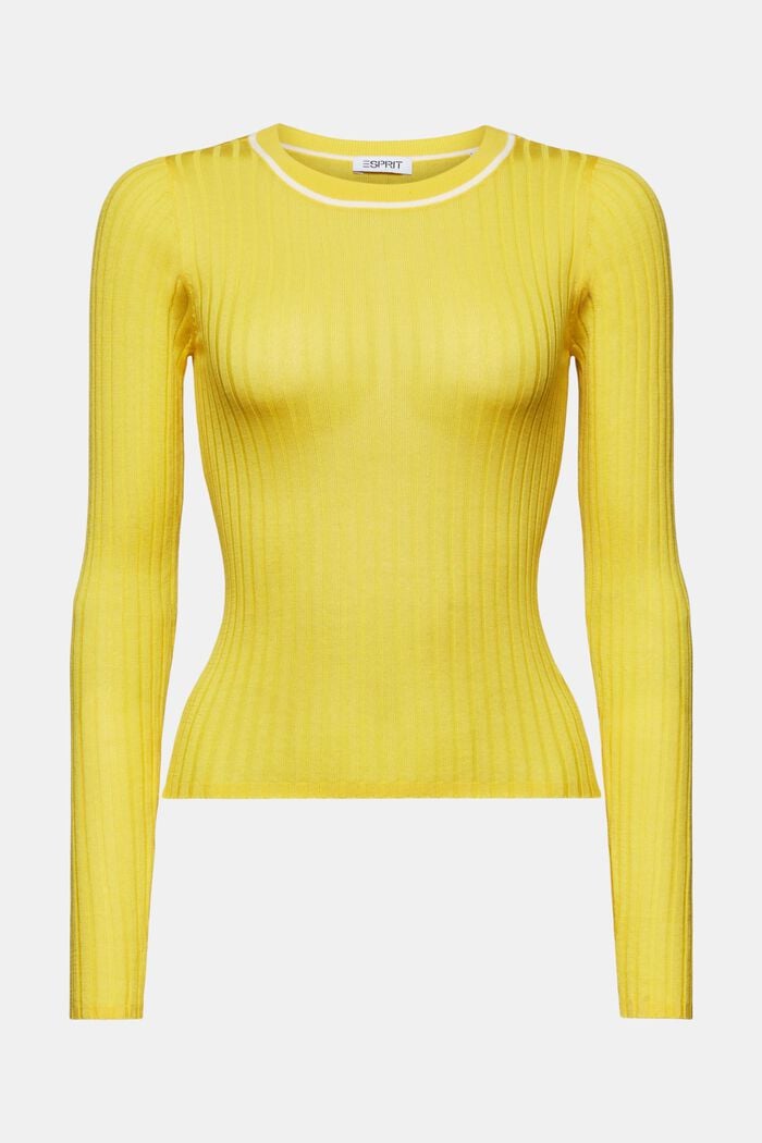 Žebrový pulovr s kulatým výstřihem, YELLOW, detail image number 5