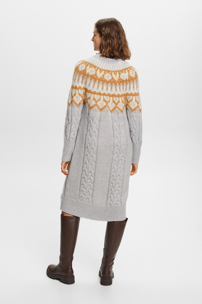 Svetrové šaty z žakárové pleteniny s copánkovým vzorem, LIGHT GREY, detail image number 4