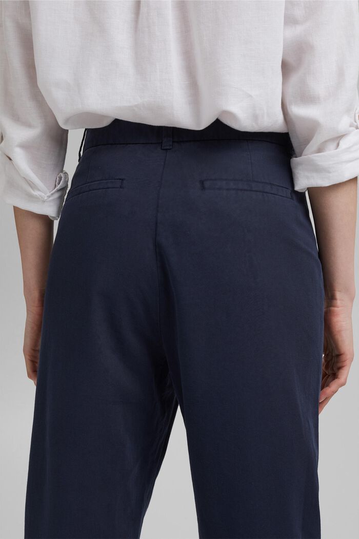 Kalhoty chino kalhoty s vysokým pasem, 100% pima bavlna, NAVY, detail image number 2