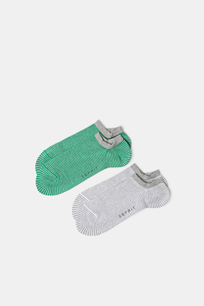 Proužkované kotníkové ponožky, 2 páry v balení, GREEN/GREY, detail image number 0