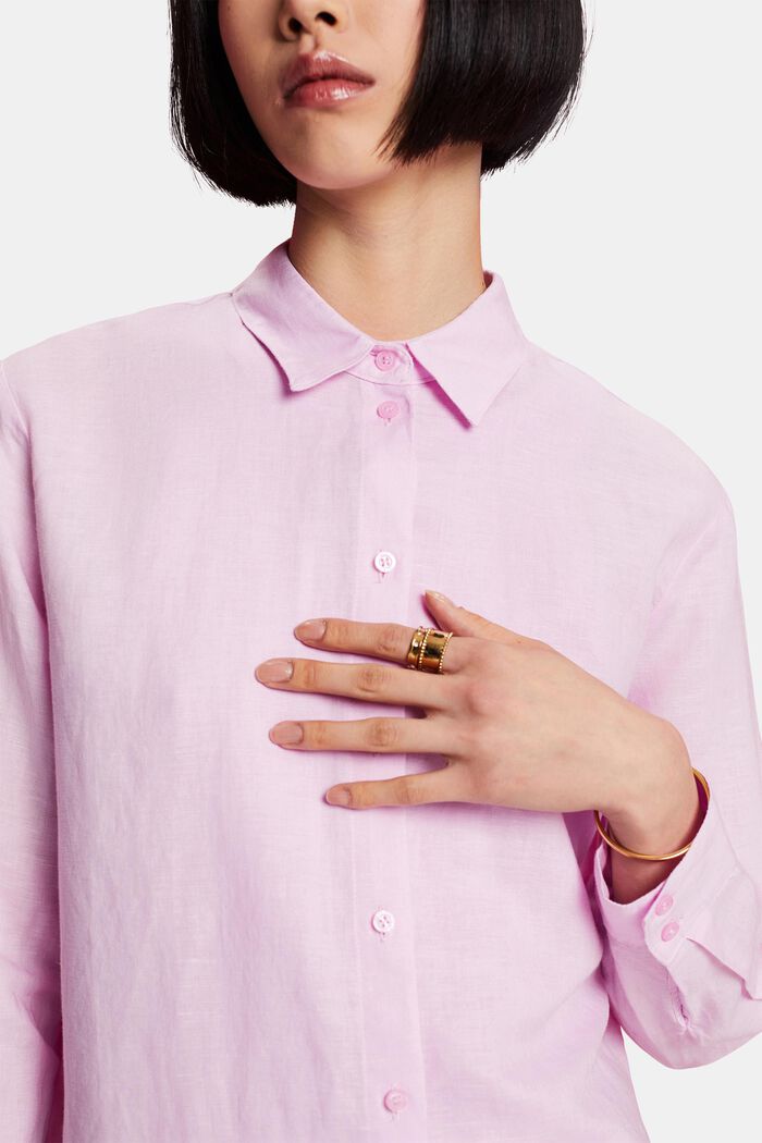 Košile ze lnu s bavlnou, PINK, detail image number 2
