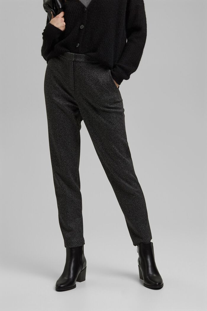 Mix + match HERRINGBONE strečové kalhoty, BLACK, detail image number 6