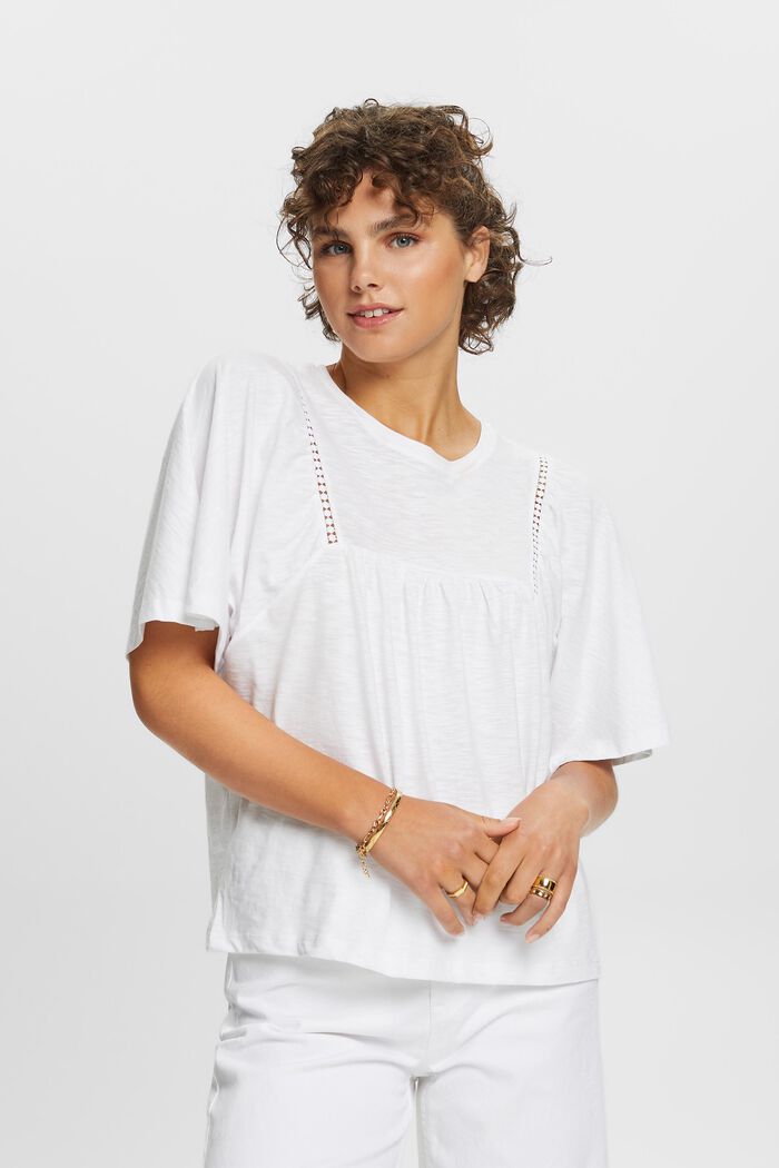 Rozšiřující se tričko, 100% bavlna, WHITE, detail image number 0