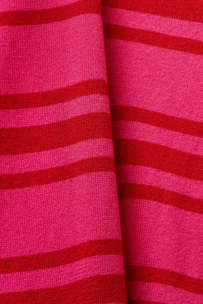 Proužkovaný pulovr se špičatým výstřihem, bavlna, PINK FUCHSIA, detail image number 5