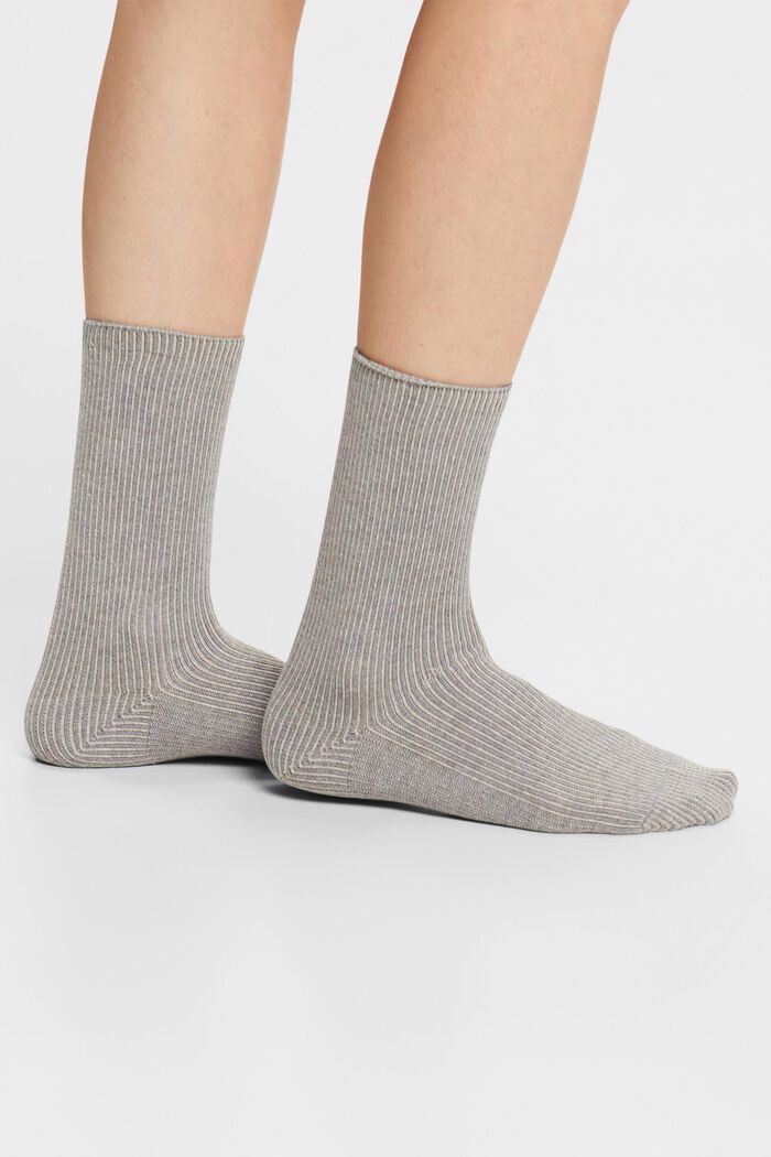 2 páry ponožek z hrubé pruhované pleteniny, GREY, detail image number 1
