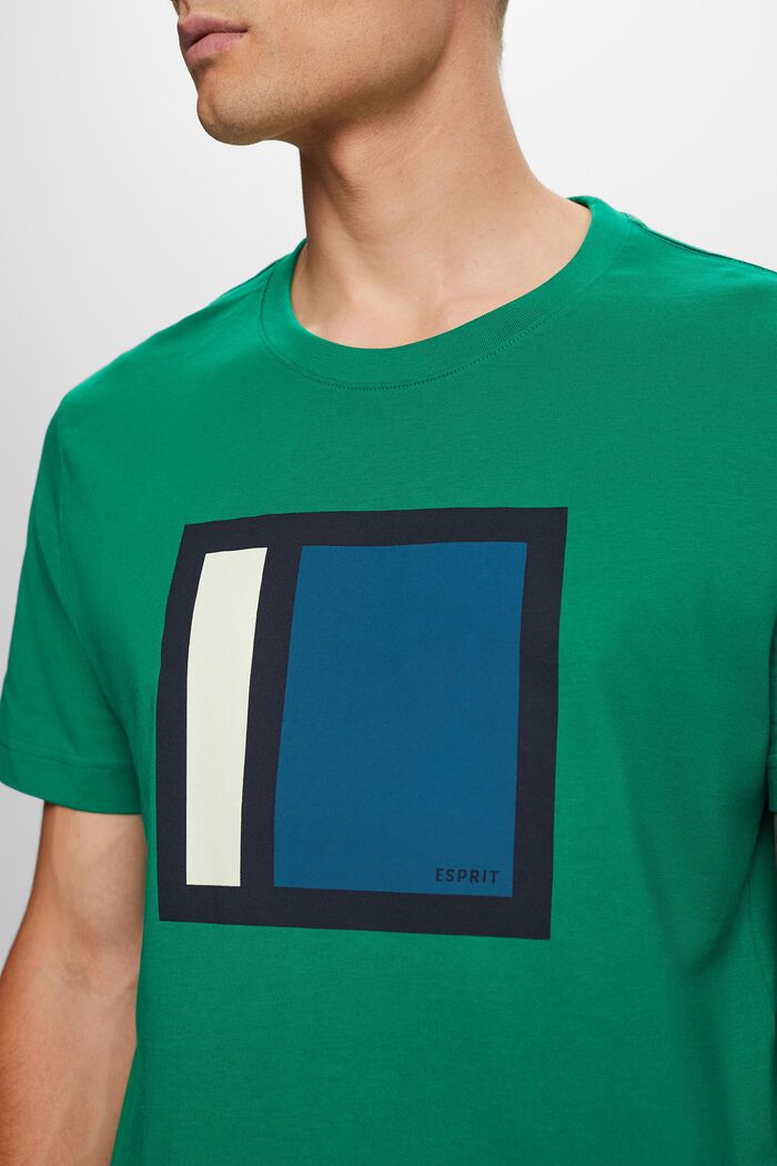 Tričko z bavlněného žerzeje, s grafickým designem, DARK GREEN, detail image number 2