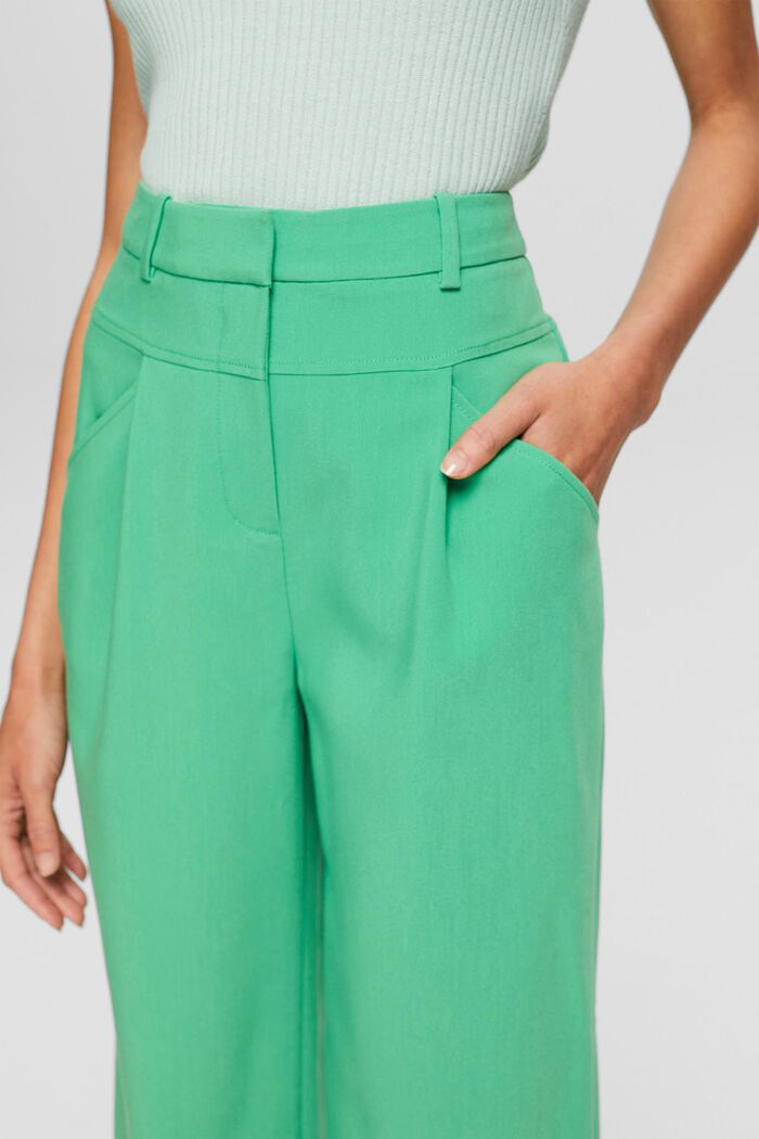 Kalhotová sukně s vysokým pasem a sklady v pase, GREEN, detail image number 0