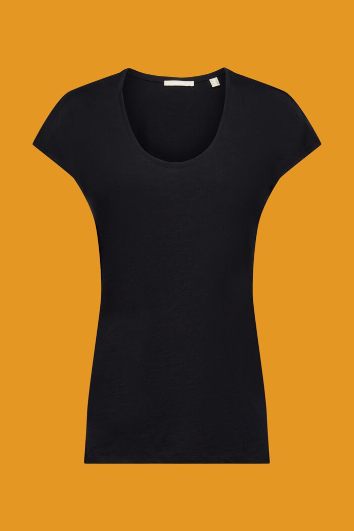 Bavlněné tričko s výstřihem do písmene U, BLACK, detail image number 6