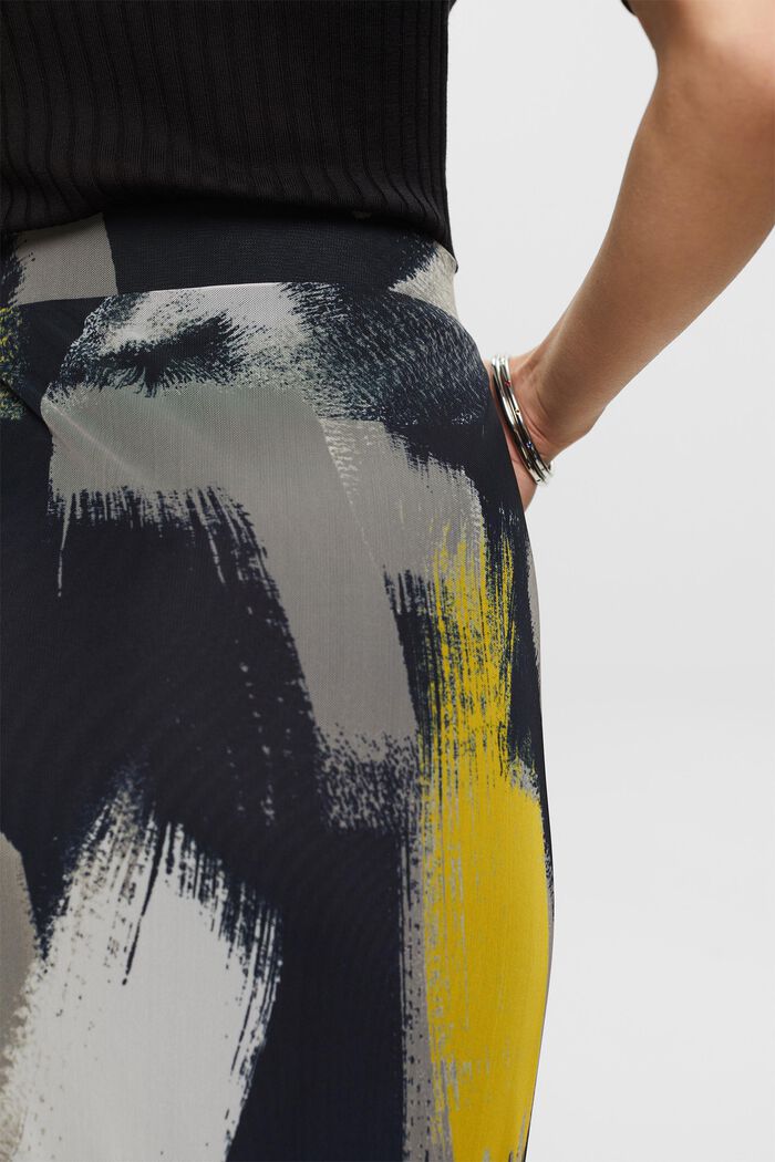 Midi sukně s potiskem, ze síťoviny, BLACK, detail image number 4