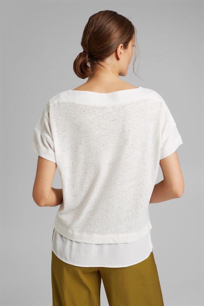 Se lnem: tričko s vrstveným vzhledem, OFF WHITE, detail image number 3