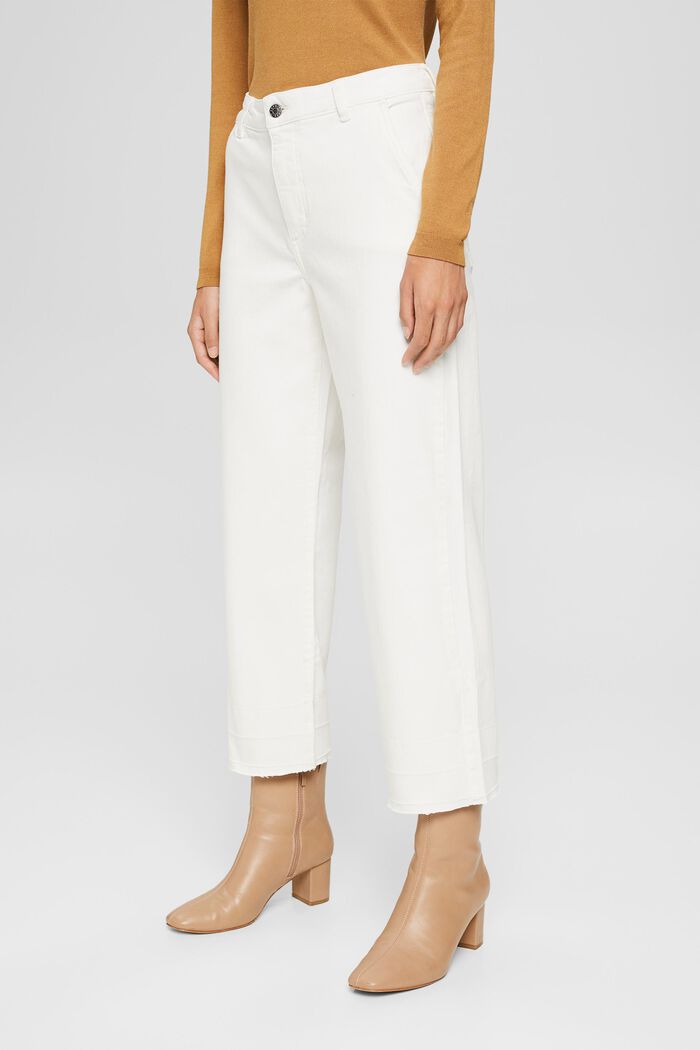 Široké 7/8 kalhoty s nezačištěnými lemy, OFF WHITE, detail image number 0