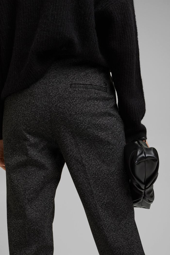 Mix + match HERRINGBONE strečové kalhoty, BLACK, detail image number 5