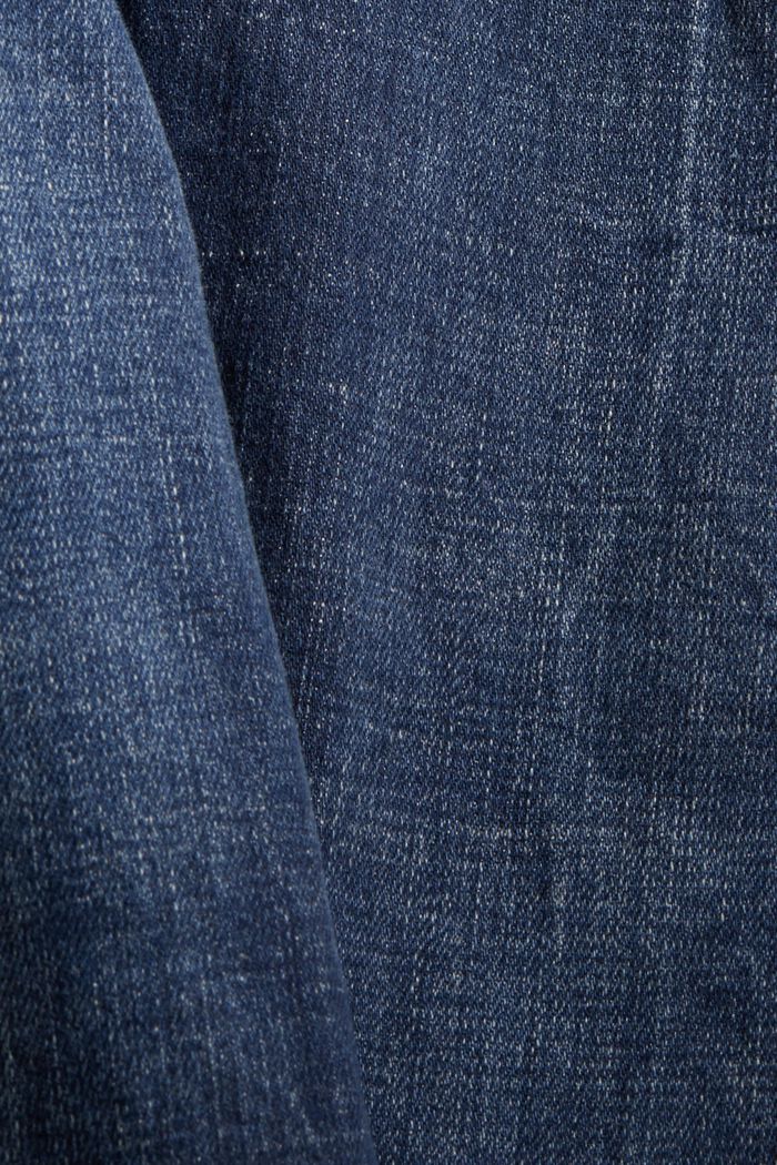 Džíny ke kotníkům, s obnošenými efekty, bio bavlna, BLUE DARK WASHED, detail image number 4