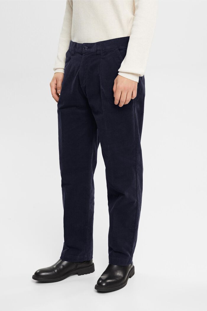 Manšestrové kalhoty s širokým střihem, NAVY, detail image number 0