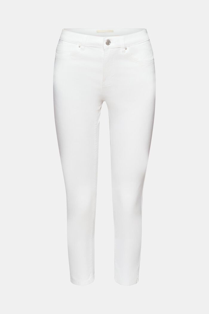 Strečové kalhoty, střední pas, zkrácené nohavice, WHITE, detail image number 7