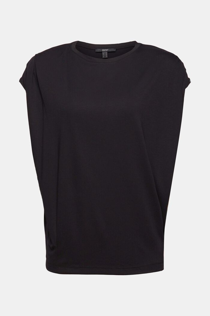 Tričko s vycpávkám na ramenou, LENZING™ ECOVERO™, BLACK, detail image number 0