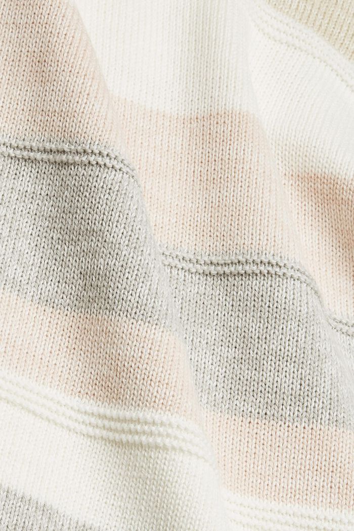 Pruhovaný pletený pulovr z bavlny, BEIGE, detail image number 4