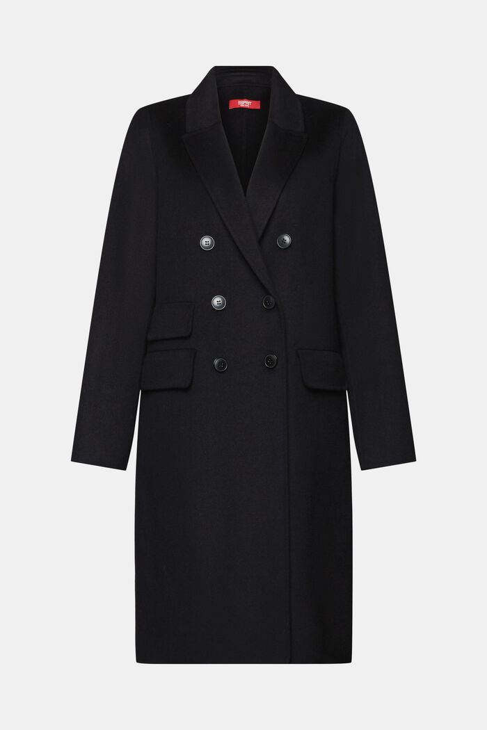 Dvouřadý kabát ze směsi s vlnou, BLACK, detail image number 6