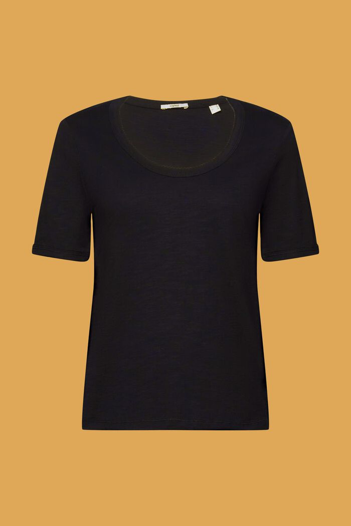 Bavlněné tričko s vykrojeným výstřihem, BLACK, detail image number 6