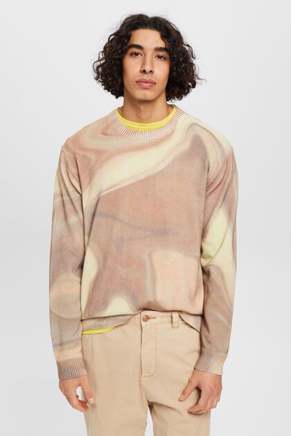 Tkaný bavlněný pulovr se vzorem po celé ploše