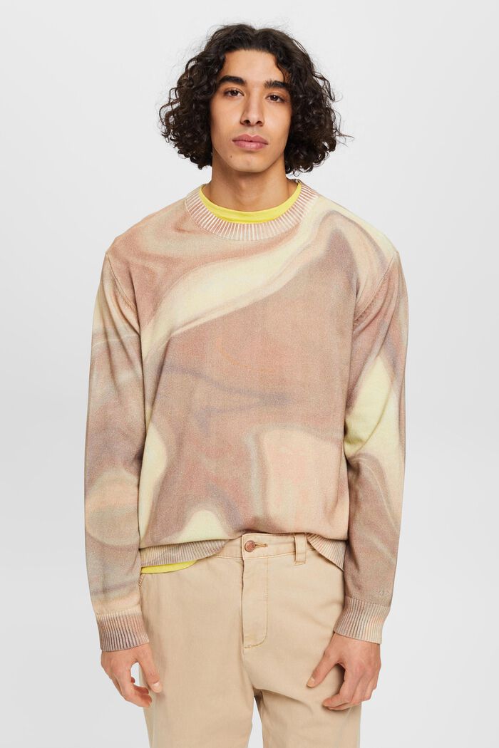 Tkaný bavlněný pulovr se vzorem po celé ploše, LIGHT TAUPE, detail image number 0