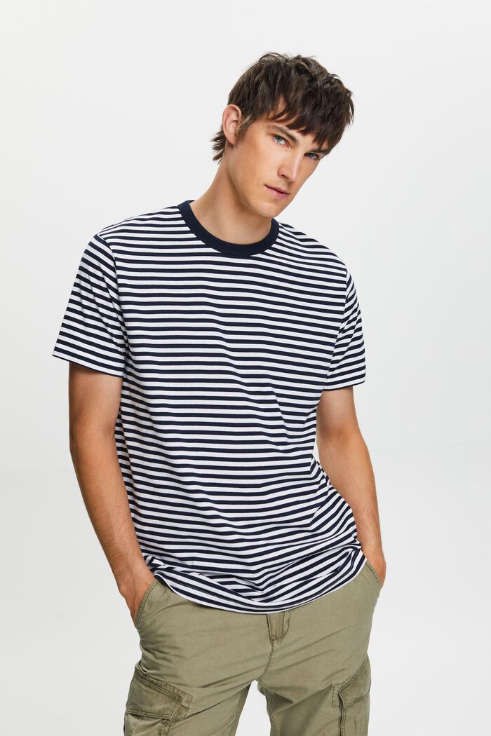 Pruhované žerzejové tričko, 100 % bavlna, WHITE, detail image number 0