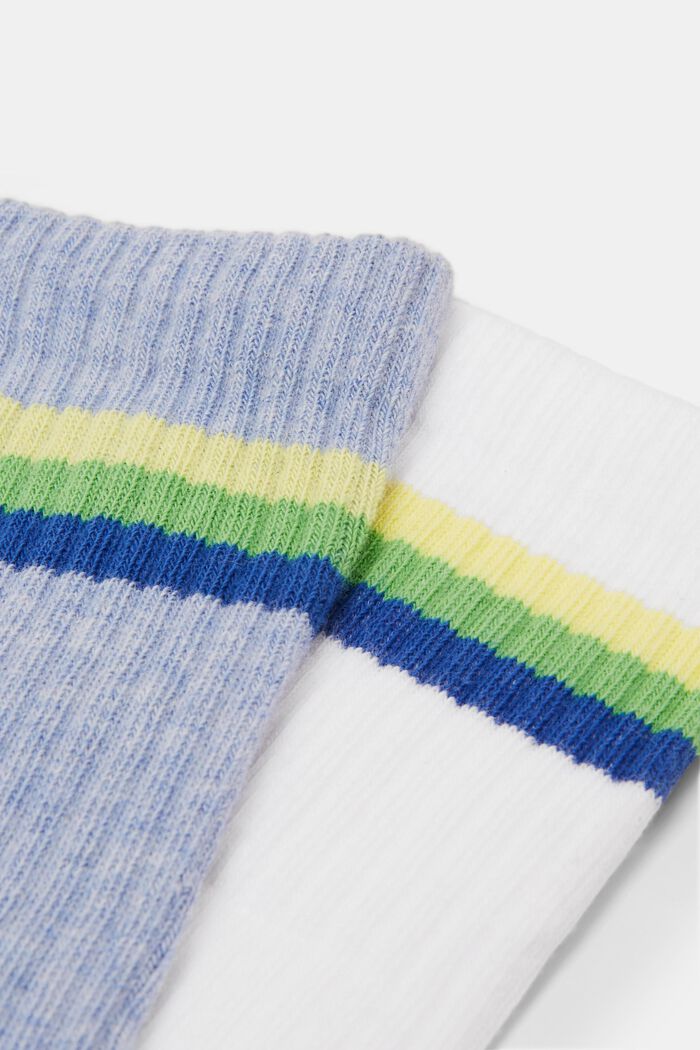 2 páry žebrovaných ponožek s proužky, BLUE/WHITE, detail image number 1