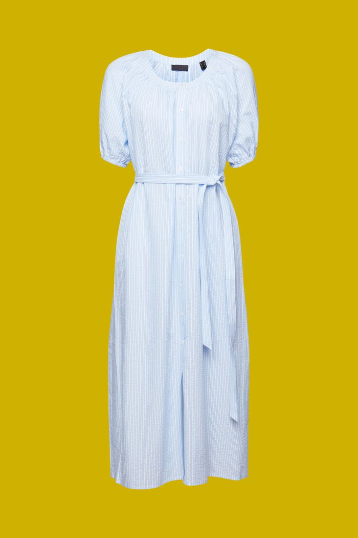 Košilové midi šaty s vázačkou, směs s bavlnou, LIGHT BLUE, detail image number 6