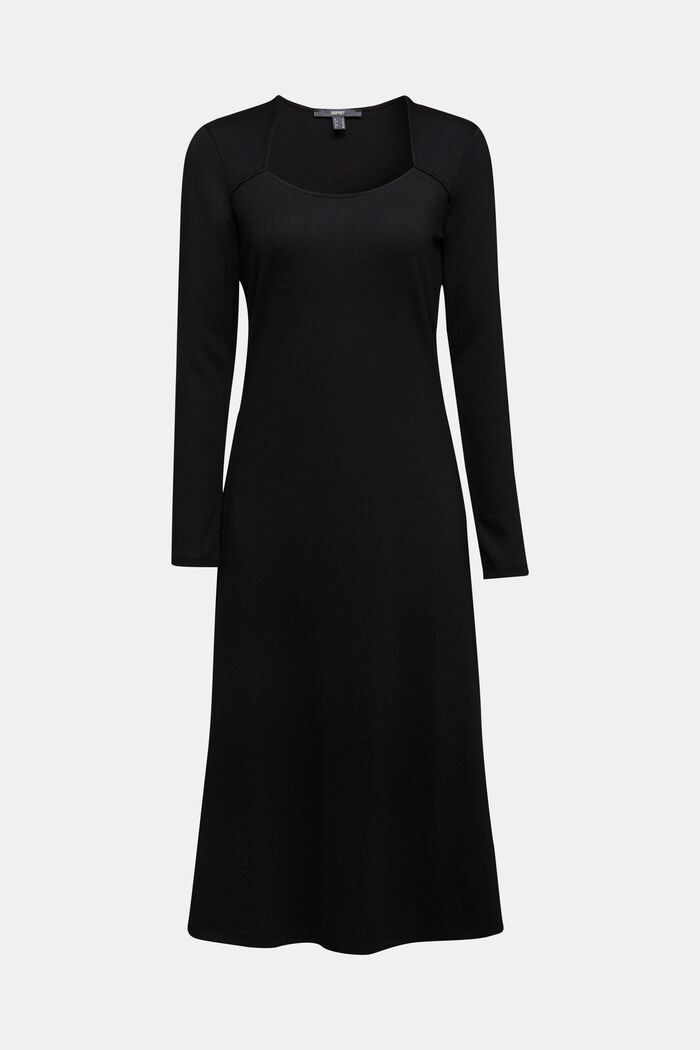 S vlákny LENZING™ ECOVERO™: Midi šaty z žerzeje, BLACK, overview