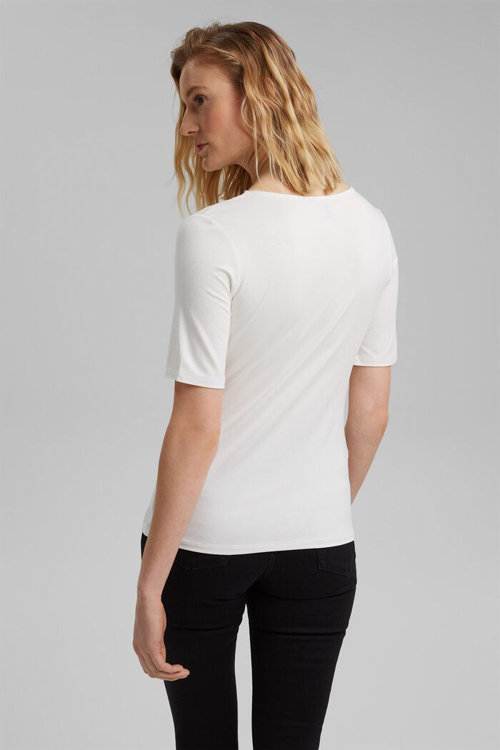 Žerzejové tričko s viskózou LENZING™ ECOVERO™, OFF WHITE, detail image number 3