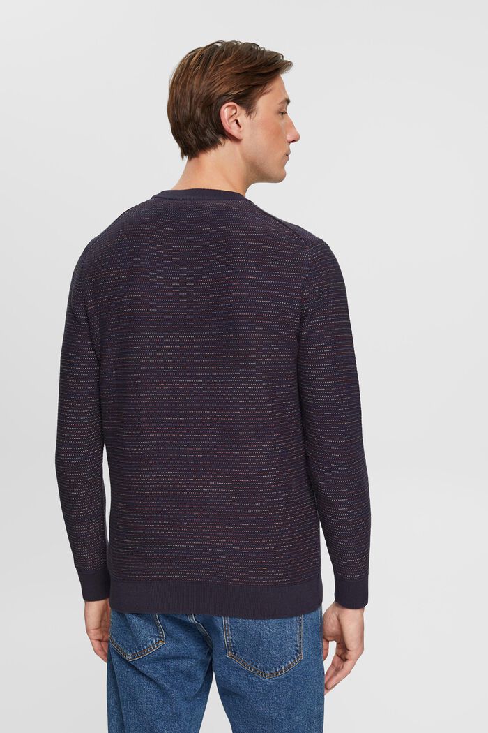 Barevný pruhovaný pulovr z bio bavlny, NAVY, detail image number 3