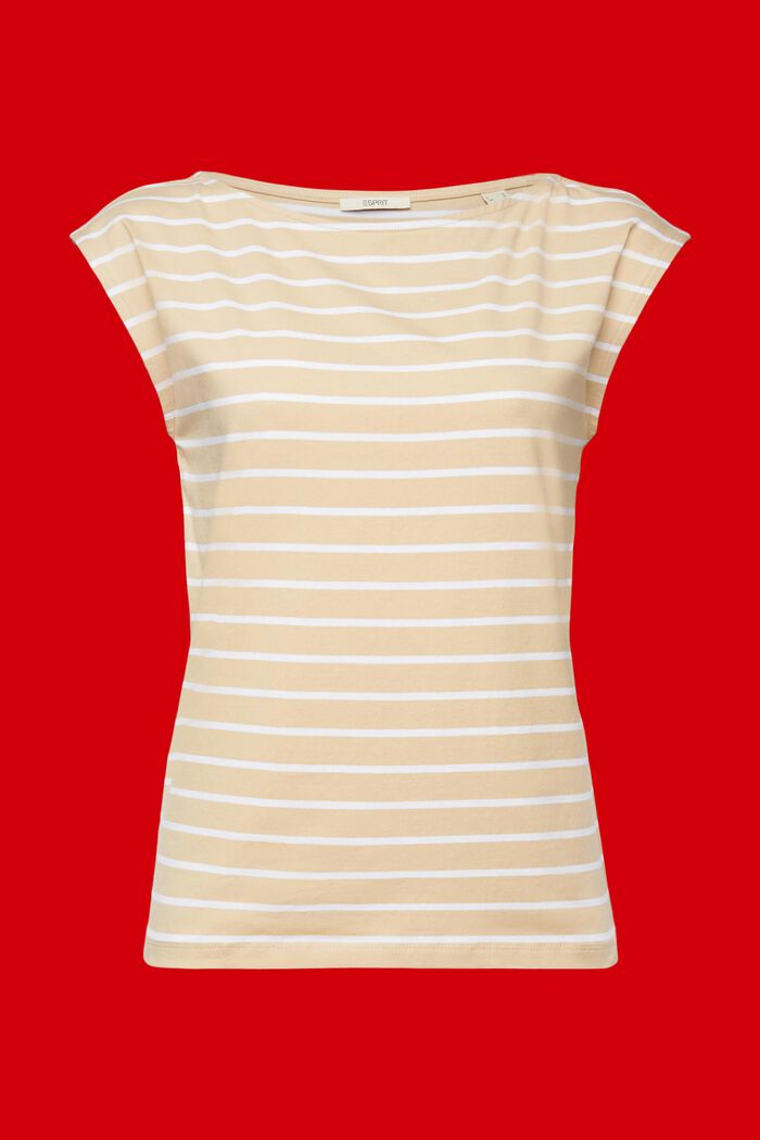 Proužkované bavlněné tričko, SAND, detail image number 6