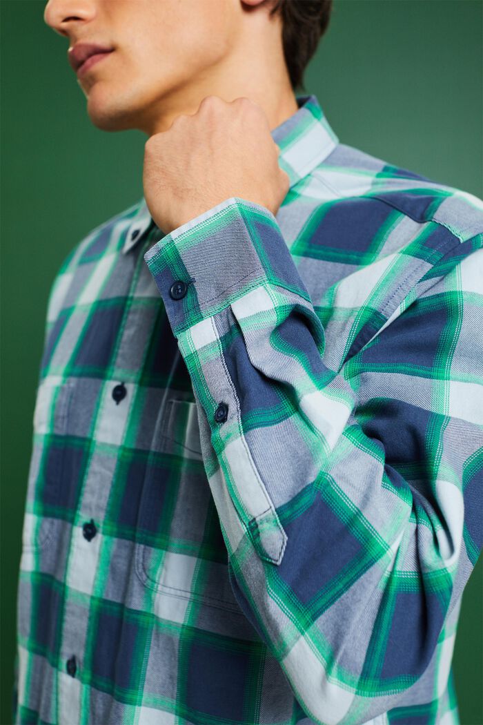 Károvaná košile z bavlněného flanelu, GREY BLUE, detail image number 3