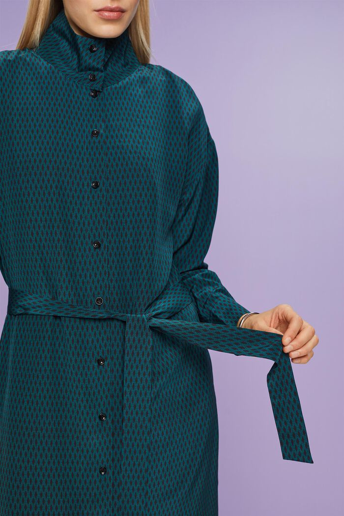 Hedvábné košilové šaty, EMERALD GREEN, detail image number 3
