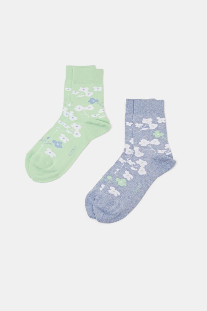 Ponožky s potiskem, z hrubé pleteniny, 2 páry, GREEN / BLUE, detail image number 0