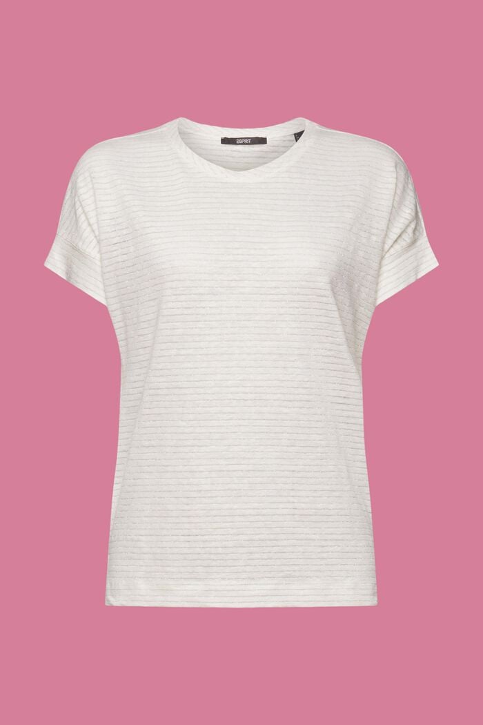 Lněné tričko se třpytivými proužky, OFF WHITE, detail image number 6