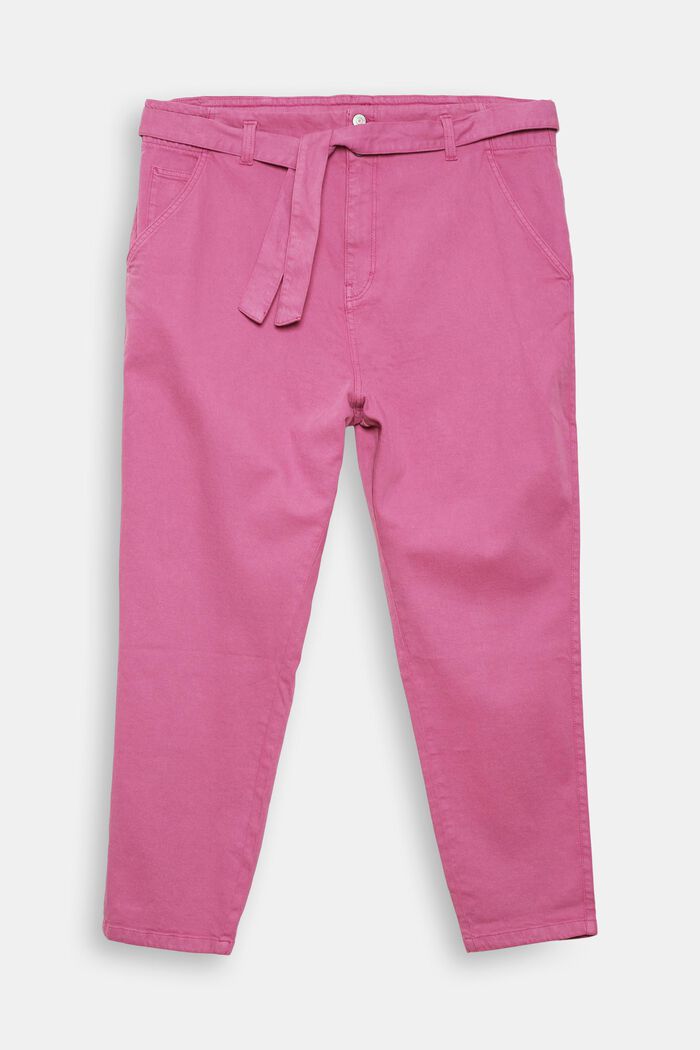 CURVY S konopím: kalhoty s vázacím páskem, PINK FUCHSIA, detail image number 0