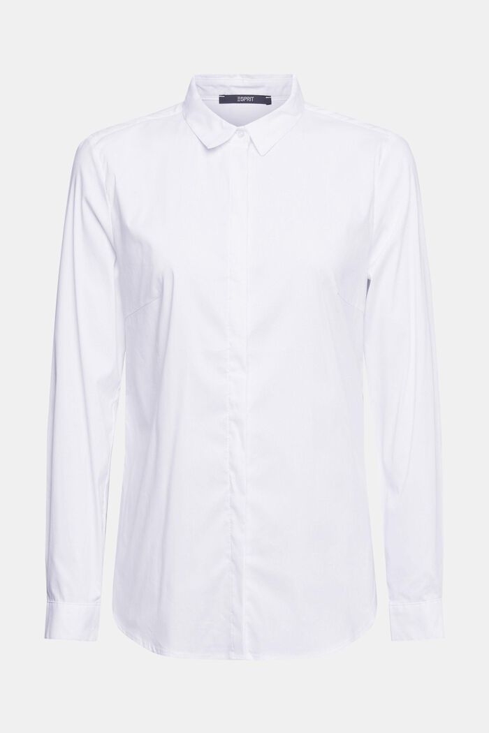 Košilová halenka ze směsi s bavlnou, WHITE, detail image number 6