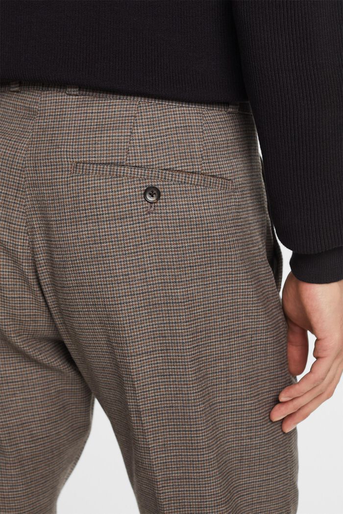 Vlněné kalhoty se vzorem kohoutí stopy, BROWN GREY, detail image number 4