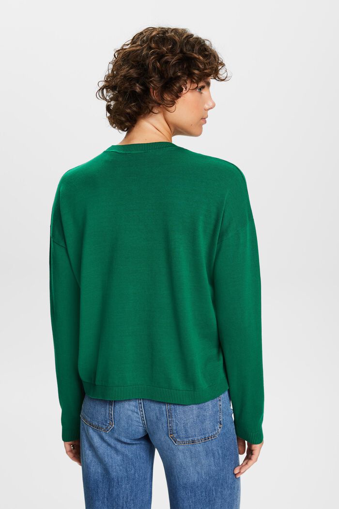 Oversize pulovr, 100 % bavlna, DARK GREEN, detail image number 3