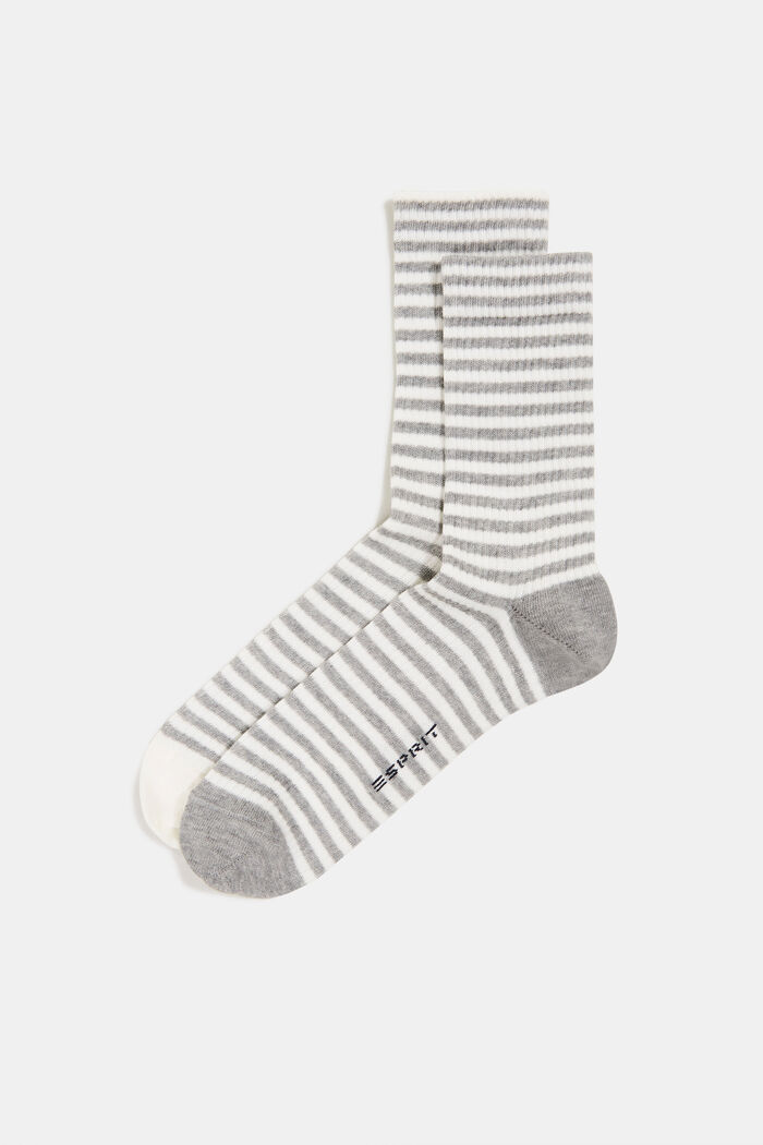 2 páry ponožek v balení v pruhovaném vzhledu, LIGHT GREY, overview