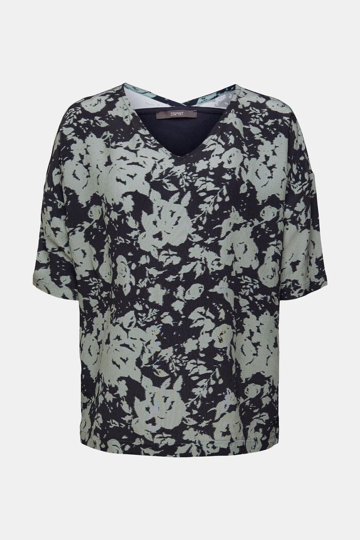 Vzorované tričko se špičatým výstřihem, LENZING™ ECOVERO™, NAVY, detail image number 6