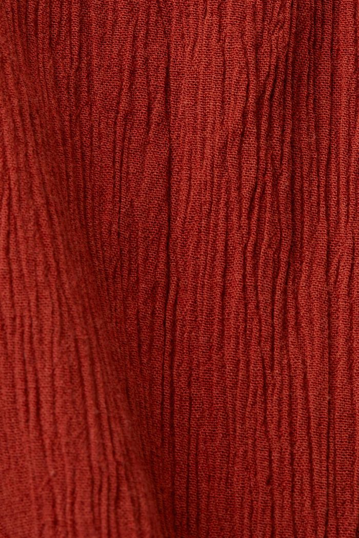 Bavlněné natahovací šortky bez zapínání z pomačkaného materiálu, TERRACOTTA, detail image number 5
